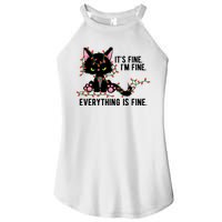 Its Fine Im Fine Everything Is Funny Cat Christmas Women's Perfect Tri Rocker Tank