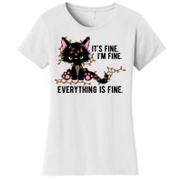 Its Fine Im Fine Everything Is Funny Cat Christmas Women's T-Shirt