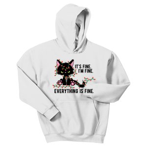 Its Fine Im Fine Everything Is Funny Cat Christmas Kids Hoodie