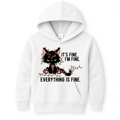 Its Fine Im Fine Everything Is Funny Cat Christmas Kids Hoodie