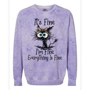 ItS Fine IM Fine Everything Is Fine Cat Leopard Bandana Gift Colorblast Crewneck Sweatshirt