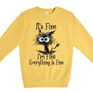 ItS Fine IM Fine Everything Is Fine Cat Leopard Bandana Gift Premium Crewneck Sweatshirt