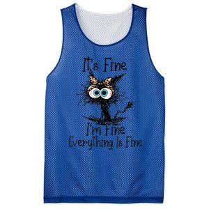 ItS Fine IM Fine Everything Is Fine Cat Leopard Bandana Gift Mesh Reversible Basketball Jersey Tank