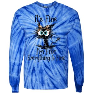 ItS Fine IM Fine Everything Is Fine Cat Leopard Bandana Gift Tie-Dye Long Sleeve Shirt