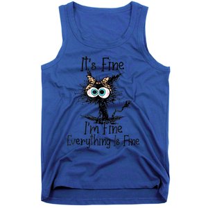 ItS Fine IM Fine Everything Is Fine Cat Leopard Bandana Gift Tank Top