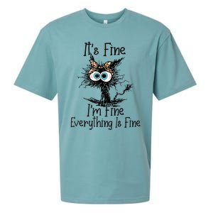 ItS Fine IM Fine Everything Is Fine Cat Leopard Bandana Gift Sueded Cloud Jersey T-Shirt