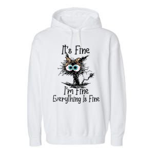 ItS Fine IM Fine Everything Is Fine Cat Leopard Bandana Gift Garment-Dyed Fleece Hoodie