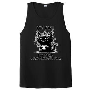 ItS Fine IM Fine Everything Is Fine Funny Coffee Cat Gift PosiCharge Competitor Tank