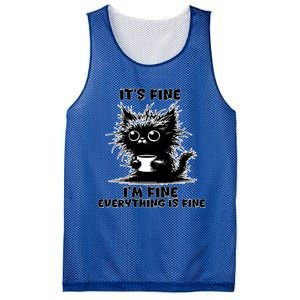 ItS Fine IM Fine Everything Is Fine Funny Coffee Cat Gift Mesh Reversible Basketball Jersey Tank