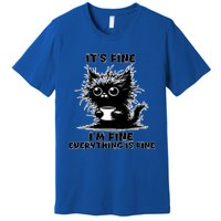 ItS Fine IM Fine Everything Is Fine Funny Coffee Cat Gift Premium T-Shirt