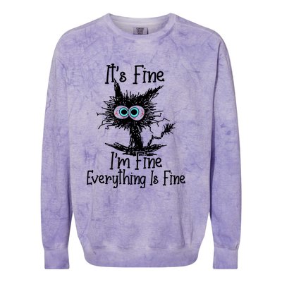 ItS Fine IM Fine Everything Is Fine Funny Cat Colorblast Crewneck Sweatshirt