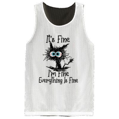 ItS Fine IM Fine Everything Is Fine Funny Cat Mesh Reversible Basketball Jersey Tank