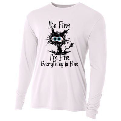 ItS Fine IM Fine Everything Is Fine Funny Cat Cooling Performance Long Sleeve Crew