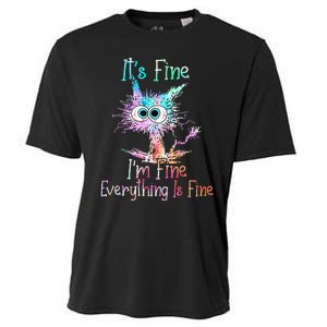 Its Fine Im Fine Everything Is Fine Tie Dye Cat Cooling Performance Crew T-Shirt