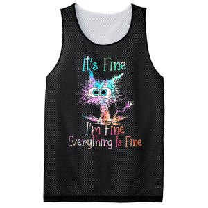 Its Fine Im Fine Everything Is Fine Tie Dye Cat Mesh Reversible Basketball Jersey Tank