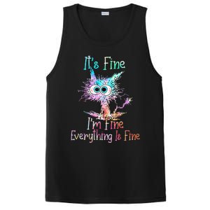 Its Fine Im Fine Everything Is Fine Tie Dye Cat PosiCharge Competitor Tank