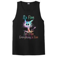 Its Fine Im Fine Everything Is Fine Tie Dye Cat PosiCharge Competitor Tank