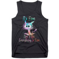 Its Fine Im Fine Everything Is Fine Tie Dye Cat Tank Top