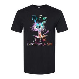 Its Fine Im Fine Everything Is Fine Tie Dye Cat Softstyle CVC T-Shirt