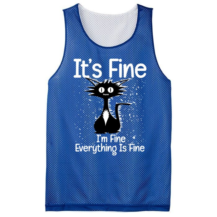 ItS Fine IM Fine Everything Is Fine Cat Gift Mesh Reversible Basketball Jersey Tank