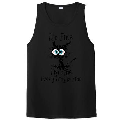 It's Fine I'm Fine Everything Is Fine Funny Cat PosiCharge Competitor Tank