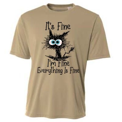 It's Fine I'm Fine Everything Is Fine Funny Cat Cooling Performance Crew T-Shirt