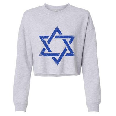 Israeli Flag Israel Jewish Symbol Star of David Pride Israel  Cropped Pullover Crew