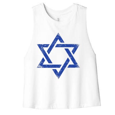 Israeli Flag Israel Jewish Symbol Star of David Pride Israel  Women's Racerback Cropped Tank