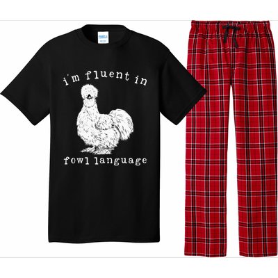 Im Fluent In Fowl Language Silkie Chicken Farmhouse Pajama Set