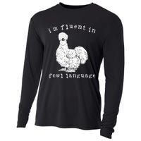 Im Fluent In Fowl Language Silkie Chicken Farmhouse Cooling Performance Long Sleeve Crew