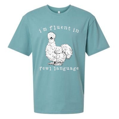 Im Fluent In Fowl Language Silkie Chicken Farmhouse Sueded Cloud Jersey T-Shirt