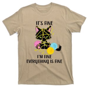 Its Fine Im Fine Everything Is Fine Funny Black Cat Kitty (1) T-Shirt