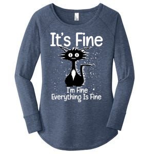 ItS Fine IM Fine Everything Is Fine Cat Funny Gift Women's Perfect Tri Tunic Long Sleeve Shirt