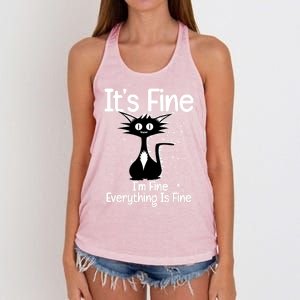 ItS Fine IM Fine Everything Is Fine Cat Funny Gift Women's Knotted Racerback Tank