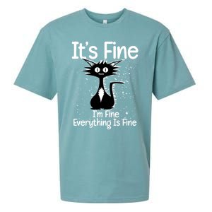 ItS Fine IM Fine Everything Is Fine Cat Funny Gift Sueded Cloud Jersey T-Shirt