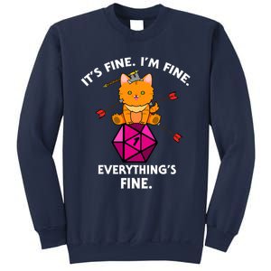 Its Fine Im Fine Everythings Fine Funny D20 Fail Dungeon Cat Sweatshirt