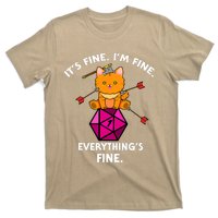 Its Fine Im Fine Everythings Fine Funny D20 Fail Dungeon Cat T-Shirt