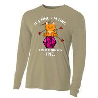 Its Fine Im Fine Everythings Fine Funny D20 Fail Dungeon Cat Cooling Performance Long Sleeve Crew