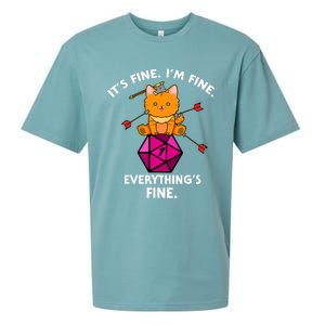 Its Fine Im Fine Everythings Fine Funny D20 Fail Dungeon Cat Sueded Cloud Jersey T-Shirt