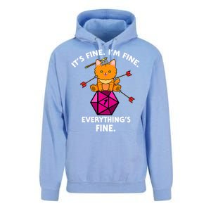 Its Fine Im Fine Everythings Fine Funny D20 Fail Dungeon Cat Unisex Surf Hoodie