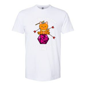 Its Fine Im Fine Everythings Fine Funny D20 Fail Dungeon Cat Softstyle CVC T-Shirt