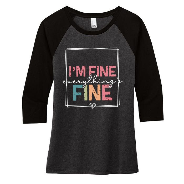 ItS Fine IM Fine Everything Is Fine Introvert Women's Tri-Blend 3/4-Sleeve Raglan Shirt