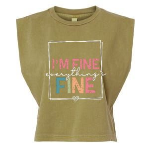 ItS Fine IM Fine Everything Is Fine Introvert Garment-Dyed Women's Muscle Tee