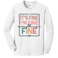 ItS Fine IM Fine Everything Is Fine Introvert Kids Long Sleeve Shirt