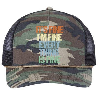 I'm Fine Its Fine Everything Is Fine Okay Fun Vintage Quote Gift Retro Rope Trucker Hat Cap