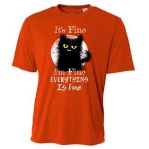 ItS Fine IM Fine Everything Is Fine Fuzzy Cat Black Cat Great Gift Cooling Performance Crew T-Shirt