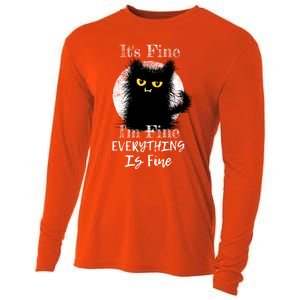 ItS Fine IM Fine Everything Is Fine Fuzzy Cat Black Cat Great Gift Cooling Performance Long Sleeve Crew