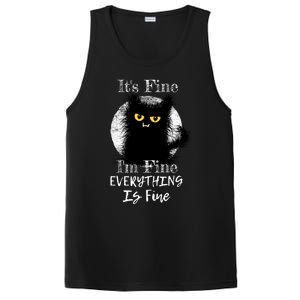 ItS Fine IM Fine Everything Is Fine Fuzzy Cat Black Cat Great Gift PosiCharge Competitor Tank