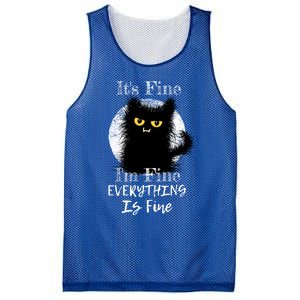 ItS Fine IM Fine Everything Is Fine Fuzzy Cat Black Cat Great Gift Mesh Reversible Basketball Jersey Tank