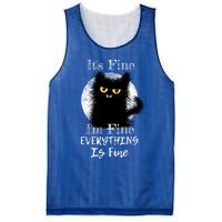 ItS Fine IM Fine Everything Is Fine Fuzzy Cat Black Cat Great Gift Mesh Reversible Basketball Jersey Tank